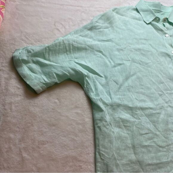 120% Lino Light Green Button Down Shirt - Picture 6 of 10